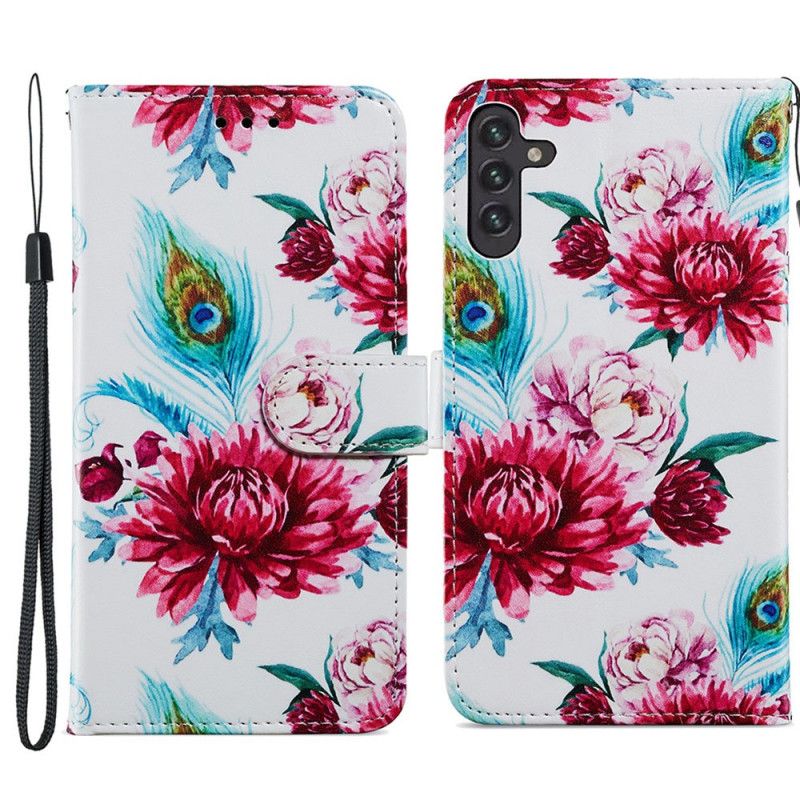 Læder Cover Samsung Galaxy A13 5G Intense Blomster