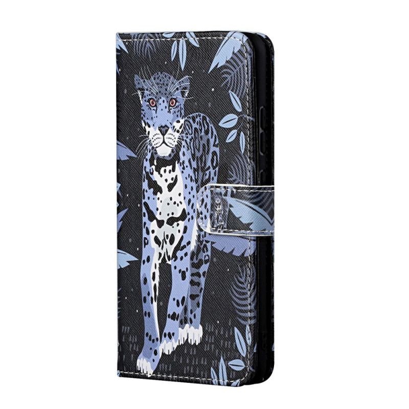 Læder Cover Samsung Galaxy A13 5G Med Snor Thong Leopard