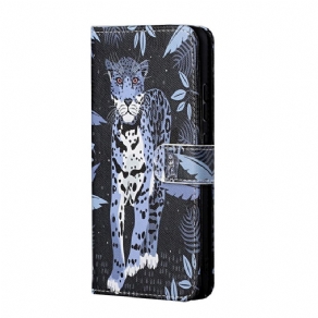 Læder Cover Samsung Galaxy A13 5G Med Snor Thong Leopard