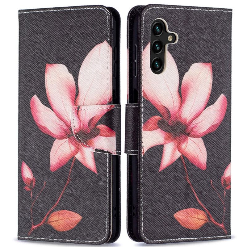 Læder Cover Samsung Galaxy A13 5G Pink Blomst