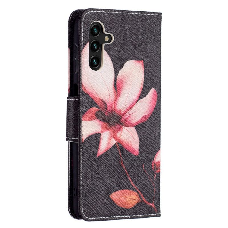 Læder Cover Samsung Galaxy A13 5G Pink Blomst