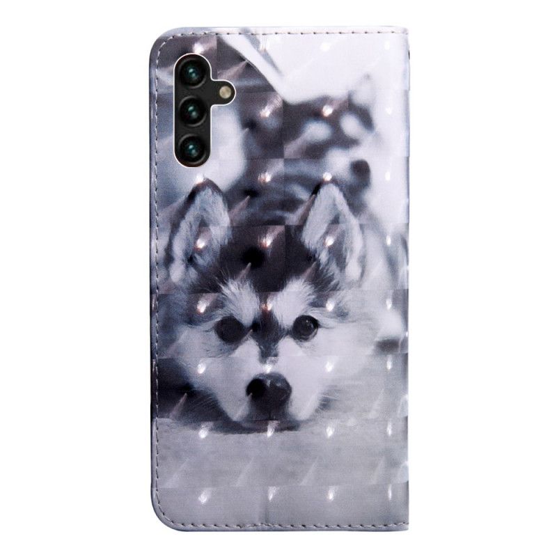 Læder Cover Samsung Galaxy A13 5G Sort Og Hvid Hund