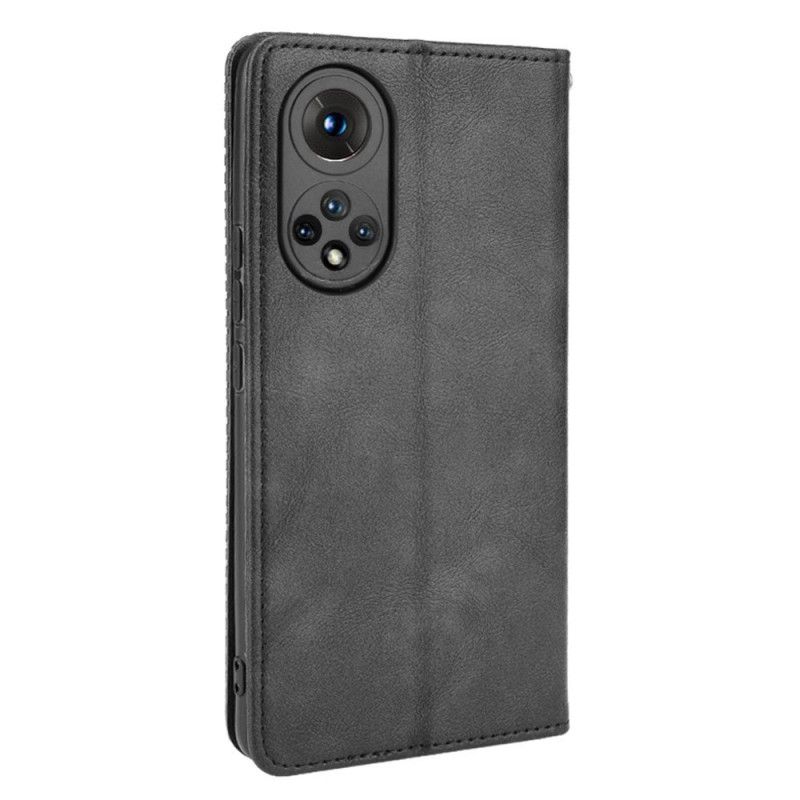 Cover Huawei Nova 9 / Honor 50 Flip Cover Vintage Stiliseret Lædereffekt