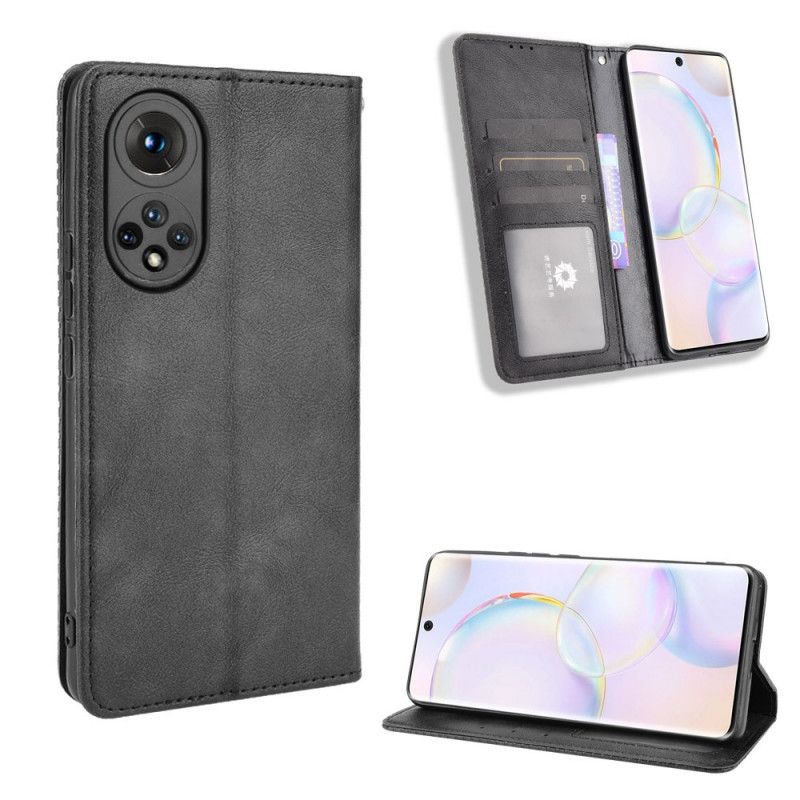 Cover Huawei Nova 9 / Honor 50 Flip Cover Vintage Stiliseret Lædereffekt