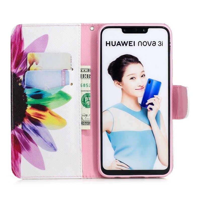 Flip Cover Huawei P Smart Plus Akvarelblomst