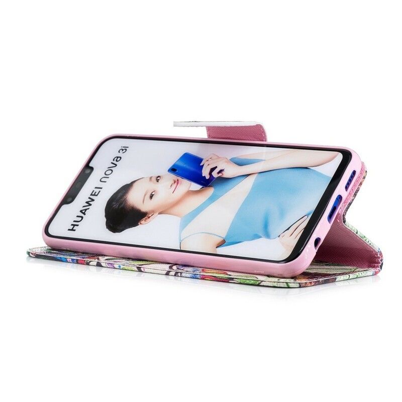 Flip Cover Huawei P Smart Plus Farvet Træ