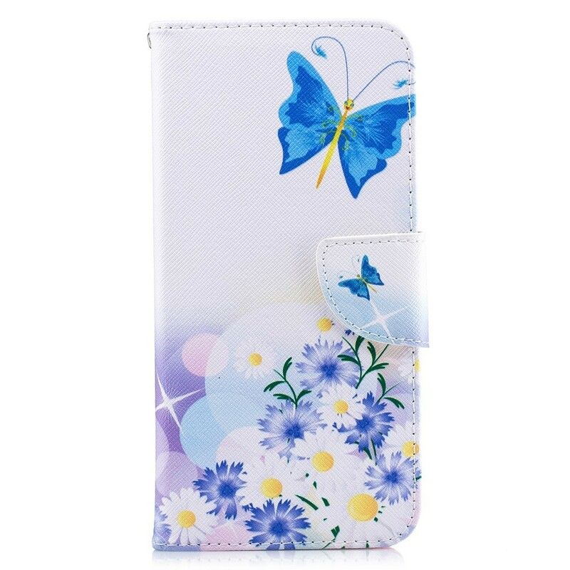 Flip Cover Huawei P Smart Plus Malede Sommerfugle Og Blomster