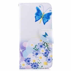 Flip Cover Huawei P Smart Plus Malede Sommerfugle Og Blomster