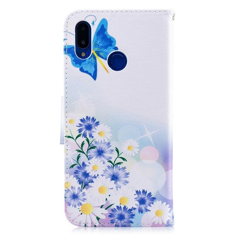 Flip Cover Huawei P Smart Plus Malede Sommerfugle Og Blomster