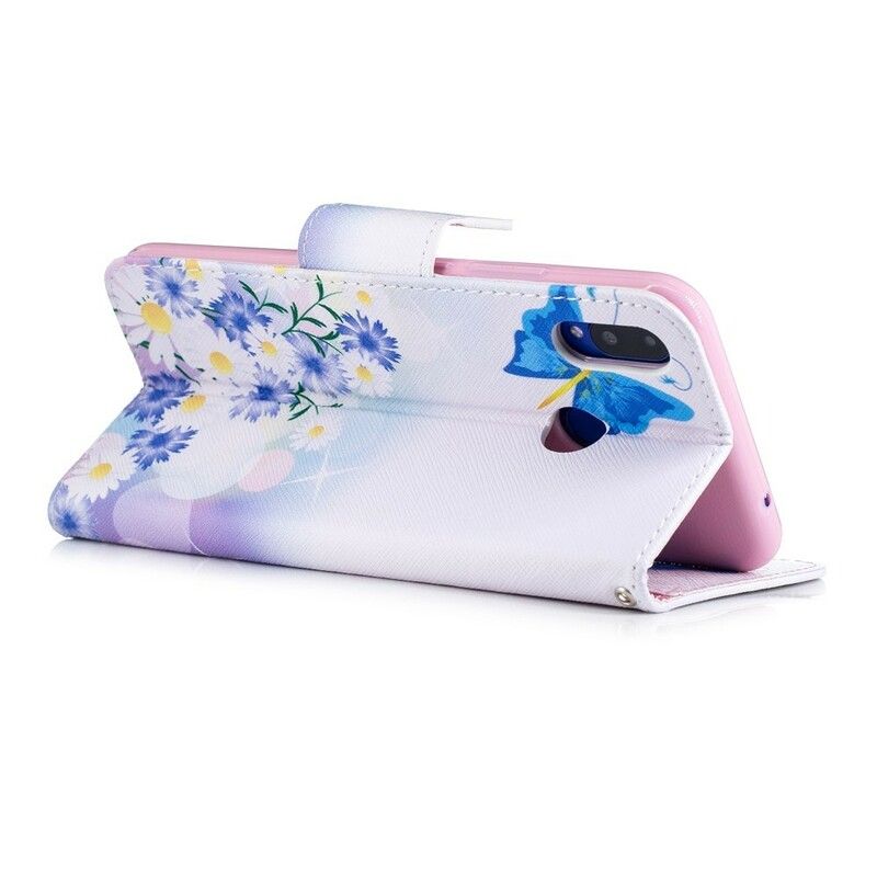 Flip Cover Huawei P Smart Plus Malede Sommerfugle Og Blomster