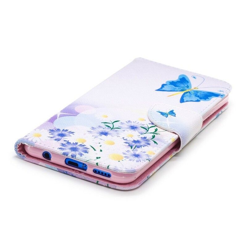 Flip Cover Huawei P Smart Plus Malede Sommerfugle Og Blomster