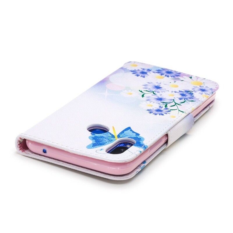 Flip Cover Huawei P Smart Plus Malede Sommerfugle Og Blomster