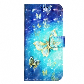 Flip Cover Samsung Galaxy A14 / A14 5G Med Snor Fantastiske String-sommerfugle