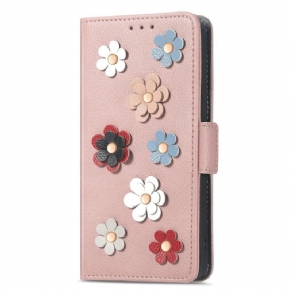 Læder Cover Samsung Galaxy A14 / A14 5G Dekorative Blomster