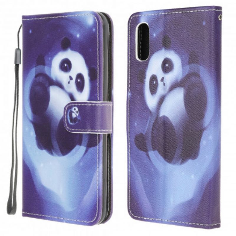 Flip Cover Samsung Galaxy XCover 5 Med Snor Thong Space Panda