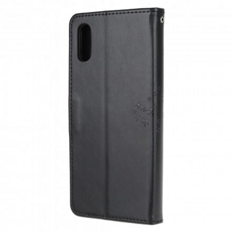 Flip Cover Samsung Galaxy XCover 5 Med Snor Træ Og Strappy Ugler