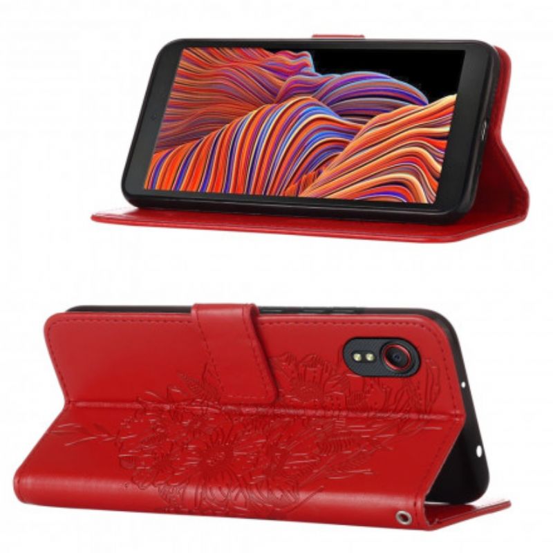 Flip Cover Samsung Galaxy XCover 5 Sommerfugledesign Med Snor