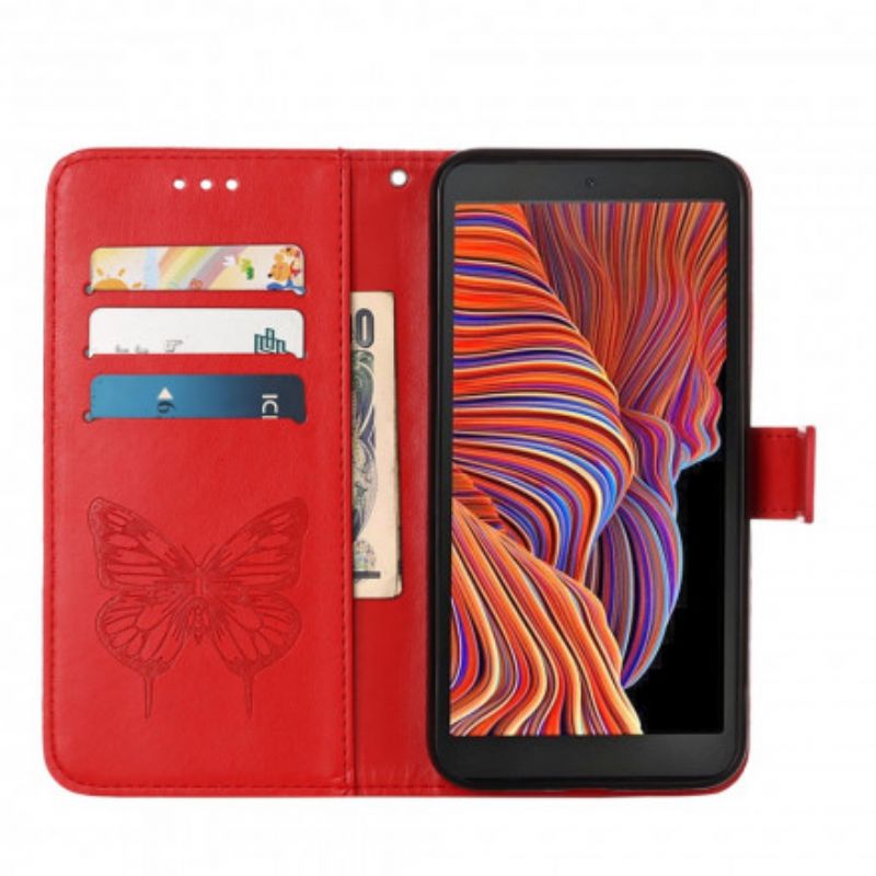 Flip Cover Samsung Galaxy XCover 5 Sommerfugledesign Med Snor