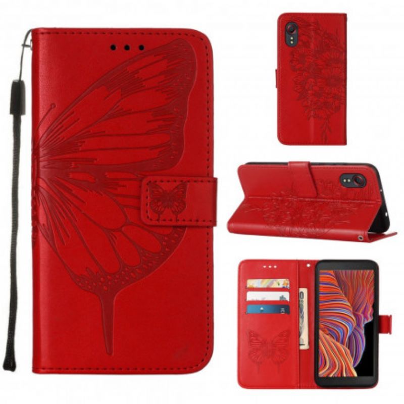 Flip Cover Samsung Galaxy XCover 5 Sommerfugledesign Med Snor