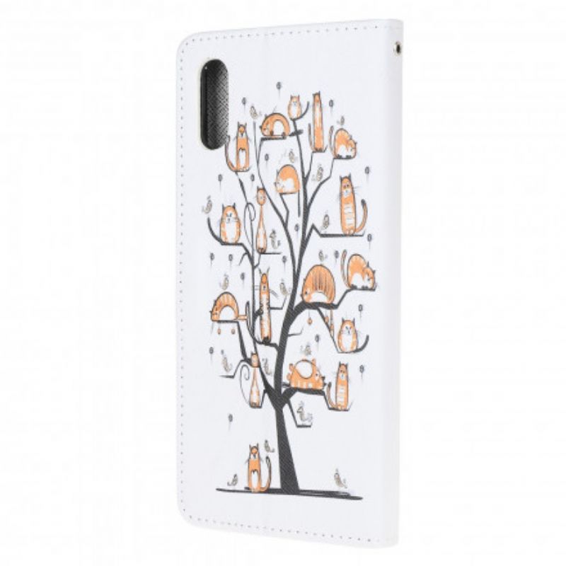 Læder Cover Samsung Galaxy XCover 5 Med Snor Funky Katte Med Rem