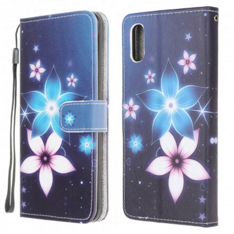 Læder Cover Samsung Galaxy XCover 5 Med Snor Lunar Strap Blomster