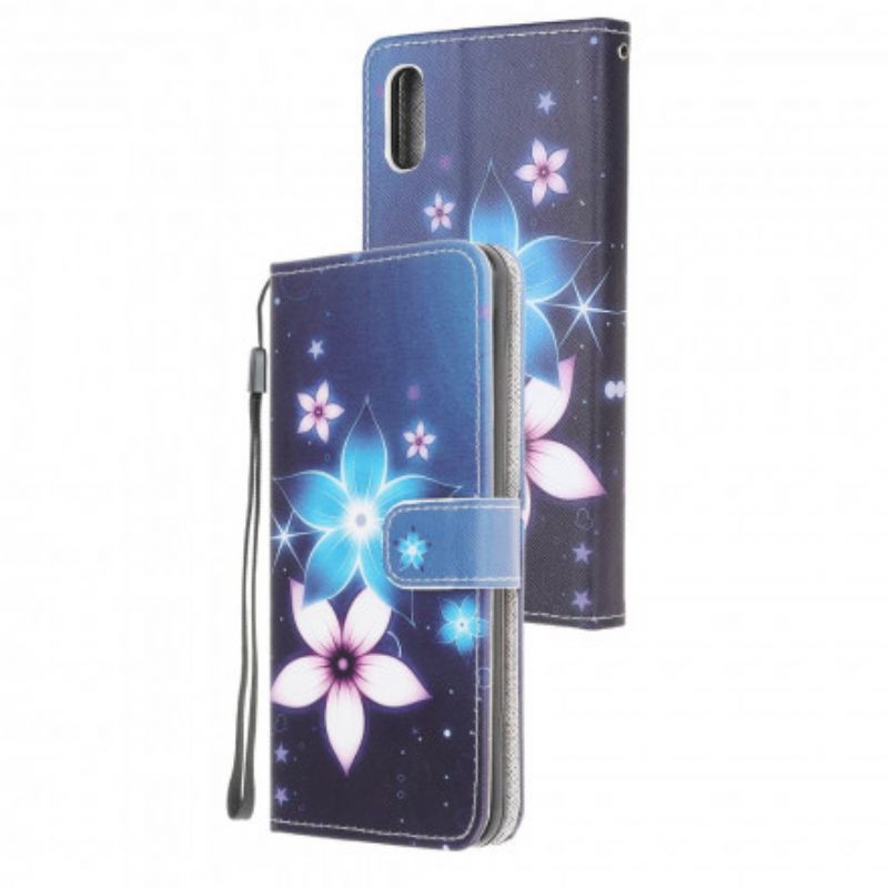 Læder Cover Samsung Galaxy XCover 5 Med Snor Lunar Strap Blomster