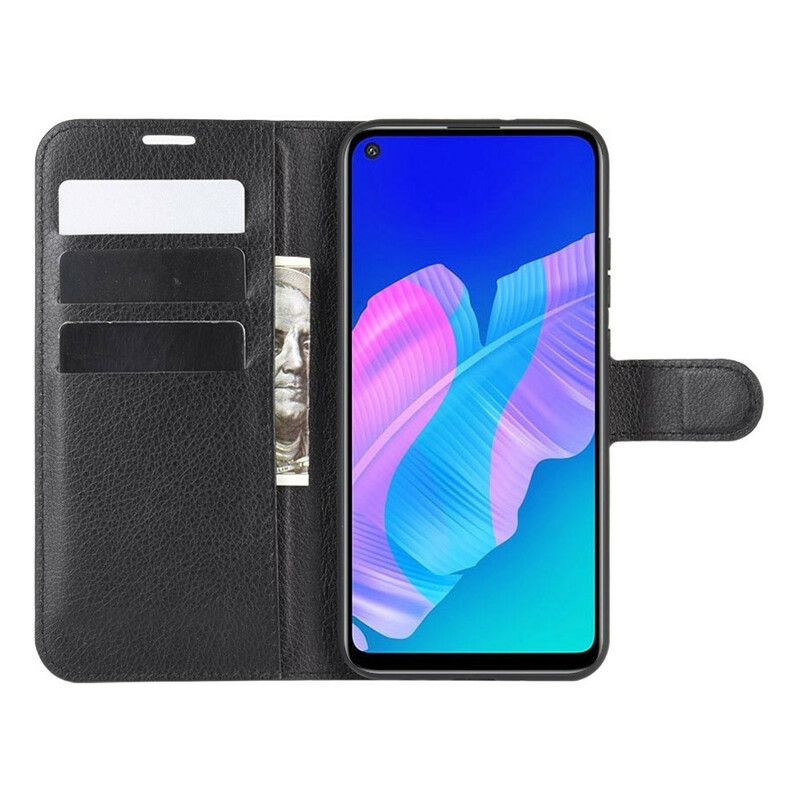 Flip Cover Huawei P40 Lite E / Huawei Y7p Klassisk Litchi Imiteret Læder