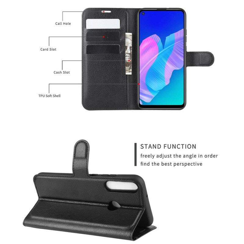 Flip Cover Huawei P40 Lite E / Huawei Y7p Klassisk Litchi Imiteret Læder