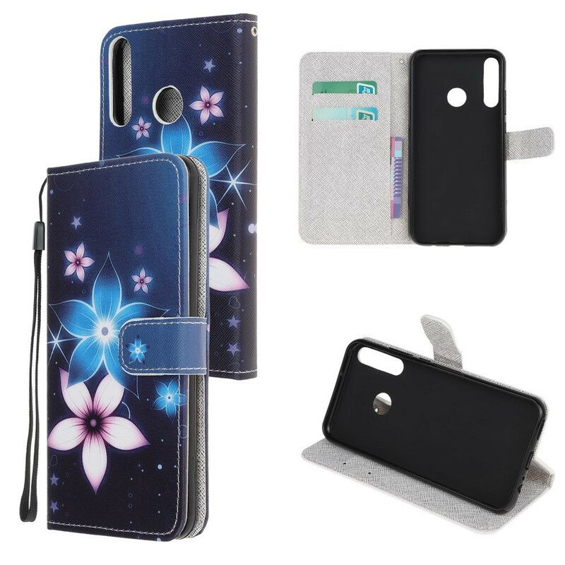 Flip Cover Huawei P40 Lite E / Huawei Y7p Med Snor Lunar Strap Blomster