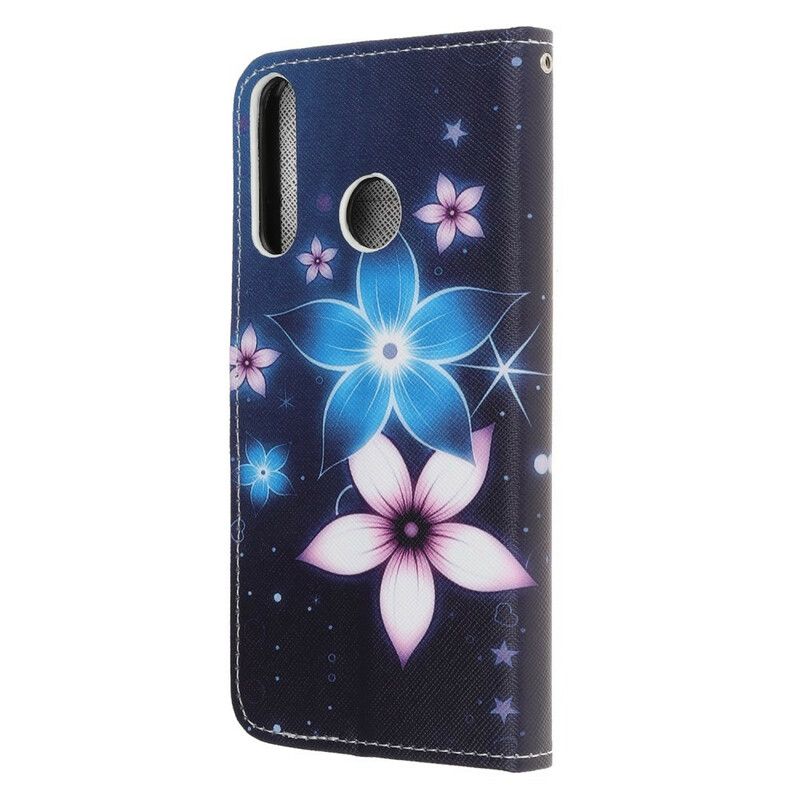 Flip Cover Huawei P40 Lite E / Huawei Y7p Med Snor Lunar Strap Blomster