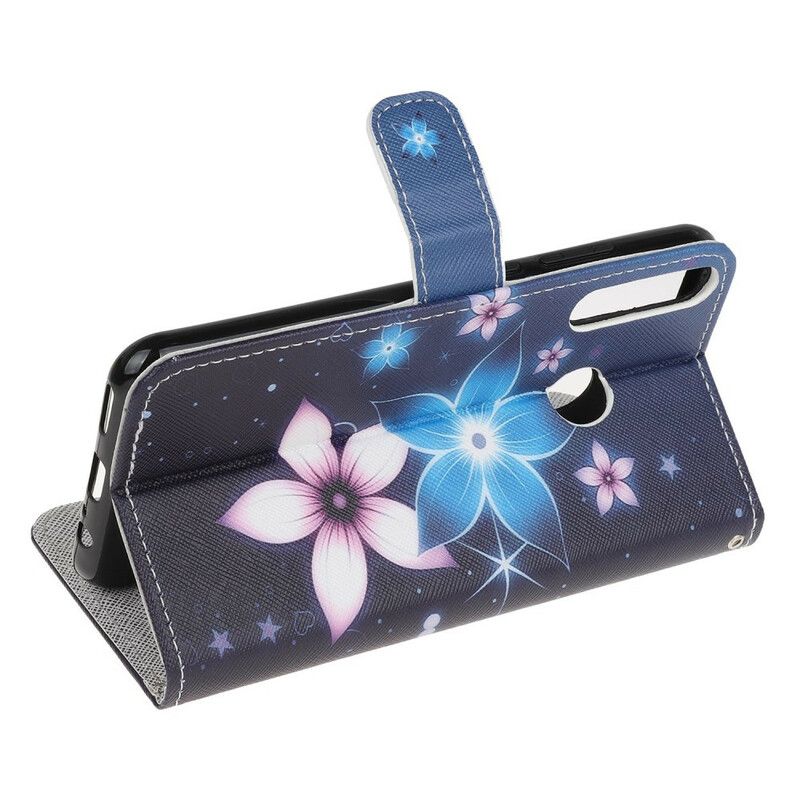 Flip Cover Huawei P40 Lite E / Huawei Y7p Med Snor Lunar Strap Blomster