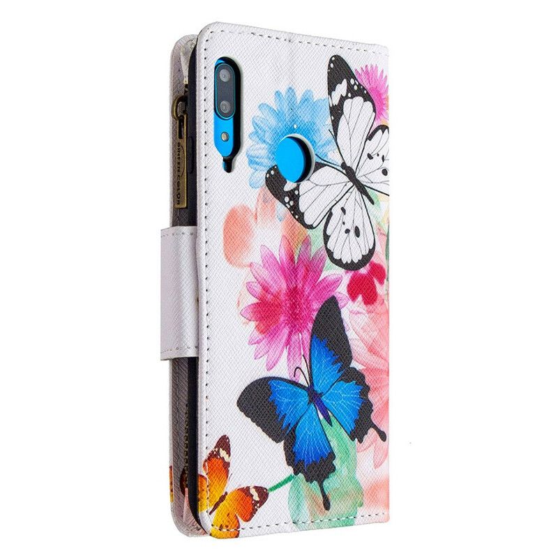 Flip Cover Huawei P40 Lite E / Huawei Y7p Sommerfugle Med Lynlåslomme