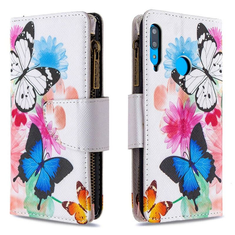 Flip Cover Huawei P40 Lite E / Huawei Y7p Sommerfugle Med Lynlåslomme