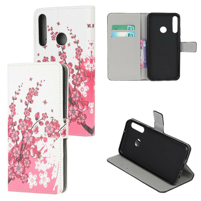 Læder Cover Huawei P40 Lite E / Huawei Y7p Tropiske Blomster