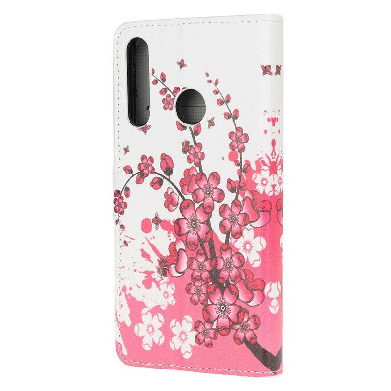 Læder Cover Huawei P40 Lite E / Huawei Y7p Tropiske Blomster