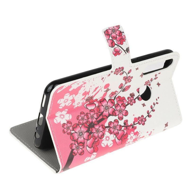 Læder Cover Huawei P40 Lite E / Huawei Y7p Tropiske Blomster