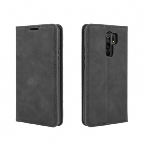 Cover Xiaomi Redmi 9 Flip Cover Blødt Lædereffekt