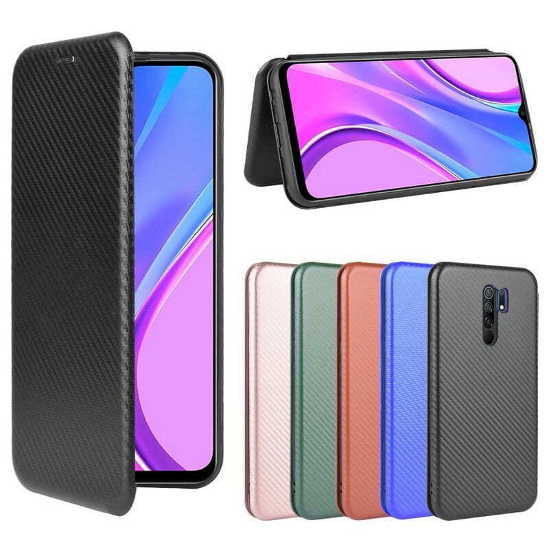 Cover Xiaomi Redmi 9 Flip Cover Farvet Carbon Silikone