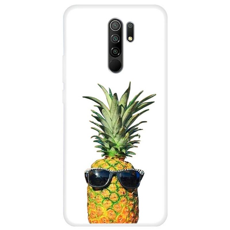 Cover Xiaomi Redmi 9 Transparent Ananas Med Briller