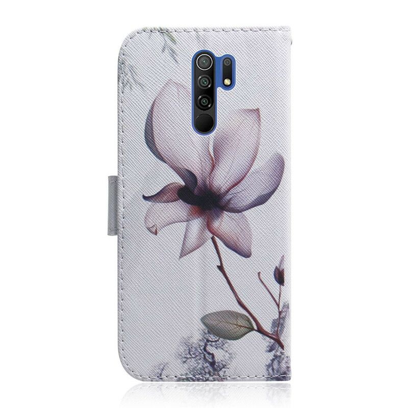 Flip Cover Xiaomi Redmi 9 Gammel Rosenblomst