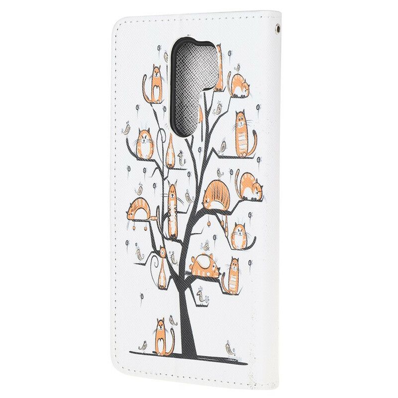 Flip Cover Xiaomi Redmi 9 Med Snor Funky Katte Med Rem