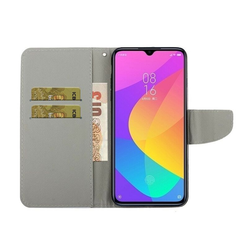 Flip Cover Xiaomi Redmi 9 Med Snor Romantisk Rose Med Rem