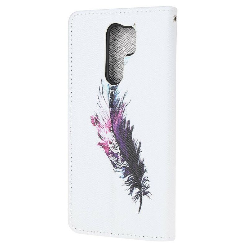 Flip Cover Xiaomi Redmi 9 Med Snor Thong Fjer