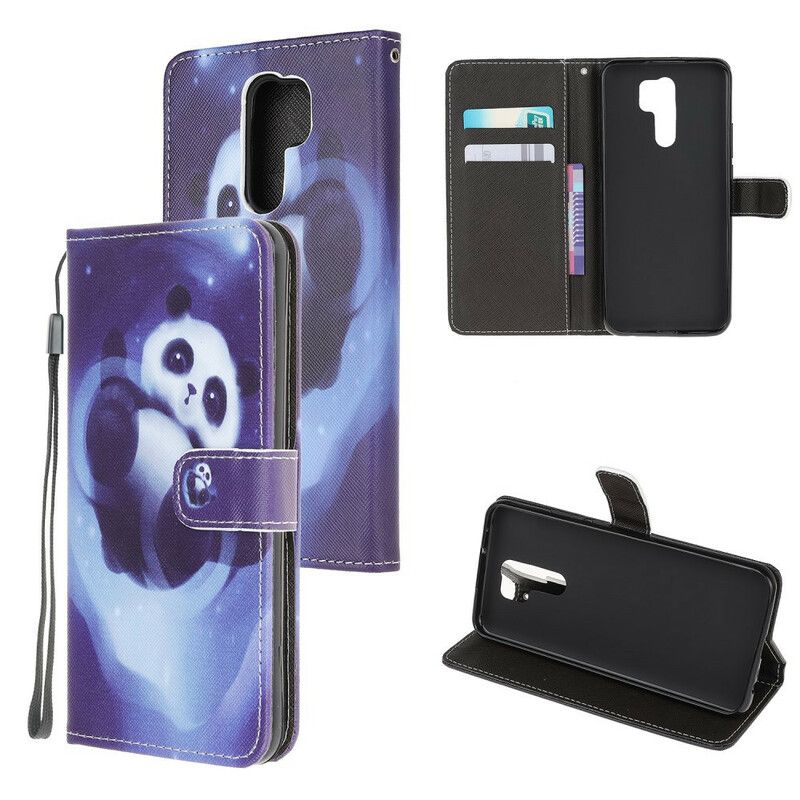 Flip Cover Xiaomi Redmi 9 Med Snor Thong Space Panda