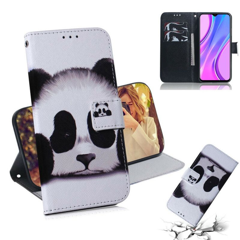 Flip Cover Xiaomi Redmi 9 Panda Ansigt