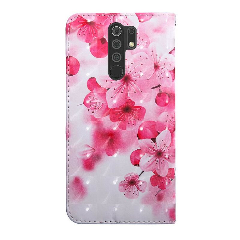 Flip Cover Xiaomi Redmi 9 Pink Blomster