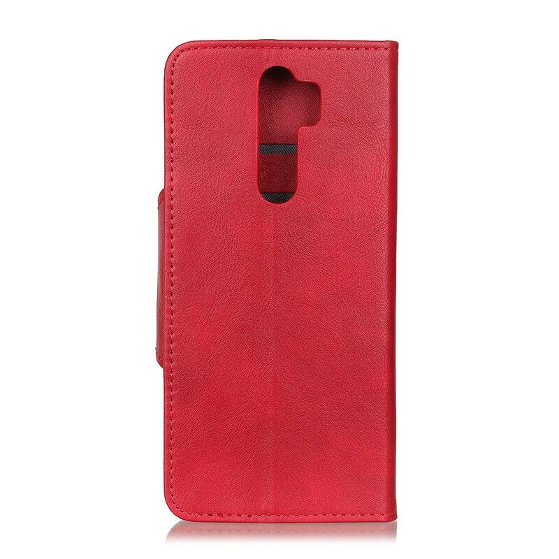 Flip Cover Xiaomi Redmi 9 Vintage Imiteret Læder Og Knap