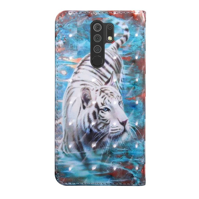 Læder Cover Xiaomi Redmi 9 Tiger I Vand