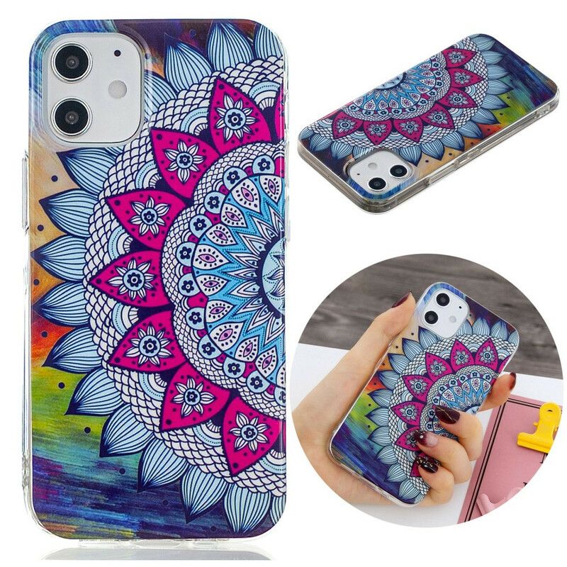 Cover iPhone 12 Mini Fluorescerende Farverig Mandala