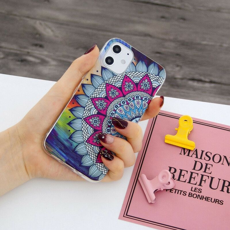 Cover iPhone 12 Mini Fluorescerende Farverig Mandala